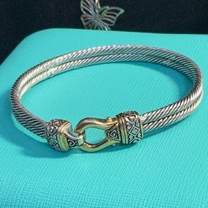 Designer Cable Cuff Sterling Silver Gold Bracelet